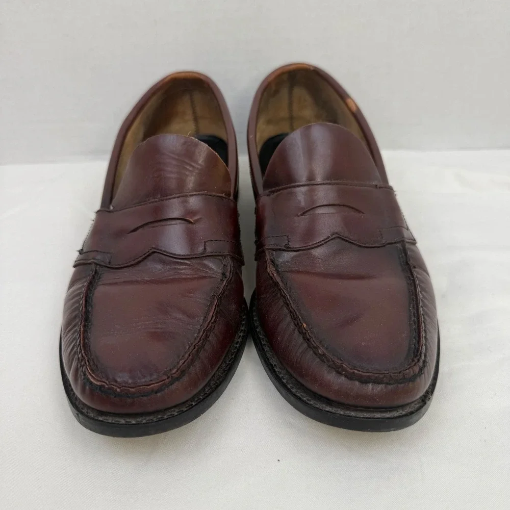 Florsheim Mens Burgundy Leather Penny Loafers Moc Toe Dress Shoes 9D 11946
